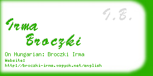 irma broczki business card